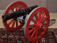 Lot 278 - A signal cannon, black painted 41in. cast iron...
