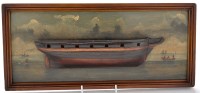 Lot 281 - A 19th Century half ship model, mounted to a...