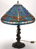 Lot 313 - An early 20th Century Tiffany style table lamp,...