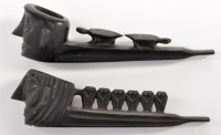 Lot 331 - Two Naga Tribe carved-horn pipes, both with...