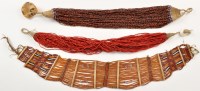Lot 333 - Three Naga Tribe coloured beadwork necklaces,...