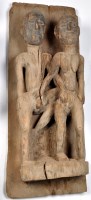 Lot 346 - A Naga Tribe morung carved wooden panel...