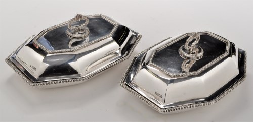 Lot 448 - A pair of Edwardian silver entree dishes and...
