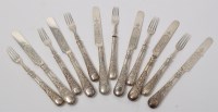 Lot 459 - A set of six tea knives and forks, by Martin...