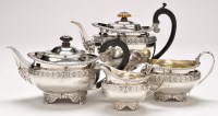 Lot 491 - A George III silver four-piece tea service, by...