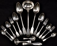 Lot 494 - A George III/IV matched silver flatware...