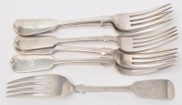 Lot 531 - A set of six Victorian silver table forks, by...