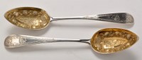 Lot 534 - Two George III silver tablespoons, by James...