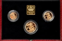 Lot 578 - 1996 UK gold proof three coin sovereign...