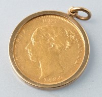 Lot 580 - A Victorian gold half sovereign, 1884,...