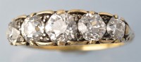 Lot 647 - A Victorian five stone diamond ring, the...