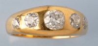 Lot 648 - A Victorian five stone diamond ring, the old...