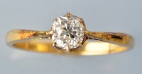 Lot 649 - A Victorian single stone diamond ring, the old...