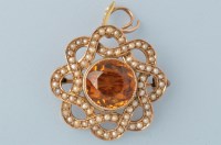 Lot 676 - A citrine and seed pearl Edwardian...