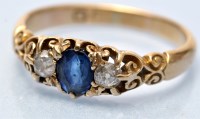 Lot 681 - A sapphire and diamond ring, the oval facet...