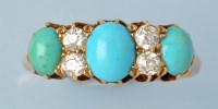 Lot 718 - A Victorian turquoise and diamond ring, the...