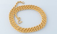 Lot 733 - An 18ct. yellow gold twist link necklace,...