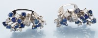 Lot 742 - A pair of sapphire and diamond clip earrings,...