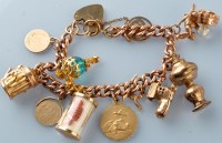 Lot 750 - A 9ct. rose gold curb link pattern bracelet,...