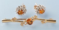 Lot 753 - A pair of citrine and diamond cluster stud...