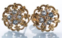 Lot 790 - A pair of aquamarine and diamond stud earrings,...