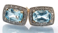 Lot 794 - A pair of aquamarine and diamond cluster...