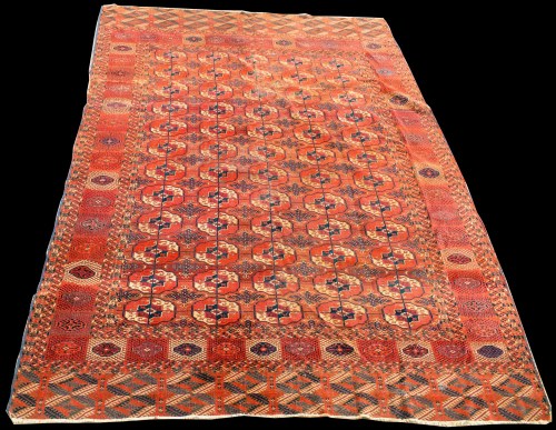 Lot 833 - A tekke Turkoman carpet, with 5 x 12 gul...
