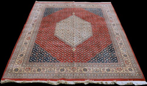 Lot 842 - A Bidjar carpet, the central ivory coloured...
