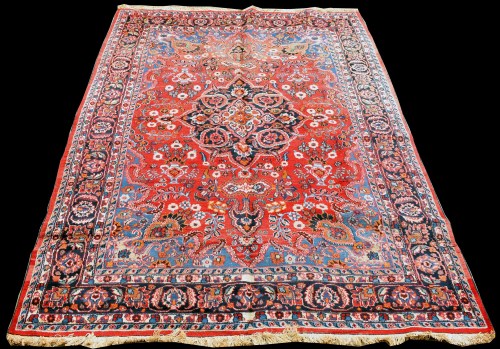 Lot 849 - A Tabriz carpet, the central floral medallion...