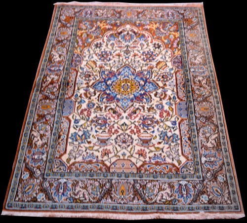 Lot 890 - A Qum prayer rug, of floral design, 158 x 104cms.