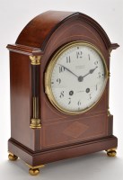 Lot 920 - An inlaid mahogany mantel clock, c.1900, the...