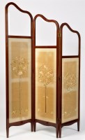 Lot 957 - An Edwardian mahogany three-fold screen of...
