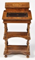 Lot 963 - A Victorian rosewood davenport, decorated with...