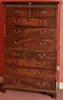 Lot 970 - A George III mahogany chest-on-chest, the...