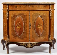 Lot 973 - A Louis XV style inlaid satinwood and walnut...