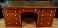 Lot 981 - A late 19th Century mahogany pedestal desk,...