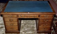 Lot 994 - An early 20th Century mahogany pedestal desk,...