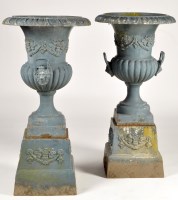 Lot 996 - A pair of Victorian cast iron campana form...