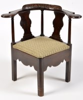 Lot 1013 - An 18th Century carved mahogany corner chair,...