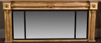 Lot 1026 - A Regency gilt triptych mirror, the three...