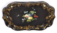 Lot 1039 - A 19th Century lacquered papier mache tray, of...