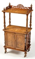 Lot 1046 - A Victorian inlaid burr walnut whatnot, the...