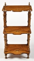 Lot 1047 - A Victorian inlaid burr walnut whatnot, the...