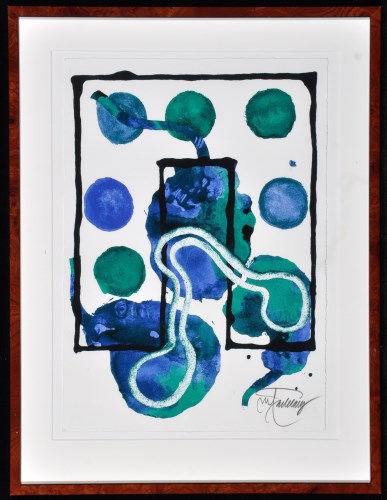Lot 59 - M** F** Untitled (Abstract in viridian and...