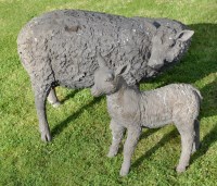 Lot 206 - Suzie Marsh Ewe & Lamb Cold-cast bronze resin...