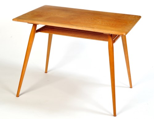 Lot 24 - Manner of Ercol: a light stained elm table,...