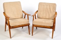 Lot 33 - A pair of Czechoslovakian beech easy chairs,...
