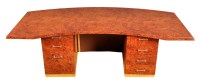 Lot 36 - A modern simulated burr walnut pedestal desk,...