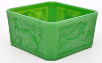 Lot 93 - Davidson: a green glass square bowl, decorated...