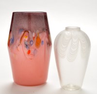 Lot 106 - Monart: a pink waisted vase with coloured...